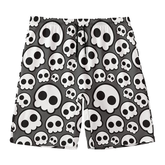Emo Skull Pattern Print Men's Swim Trunks