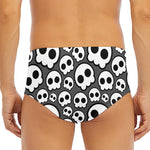 Emo Skull Pattern Print Men's Triangle Swim Briefs