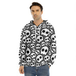 Emo Skull Pattern Print Men's Velvet Pullover Hoodie