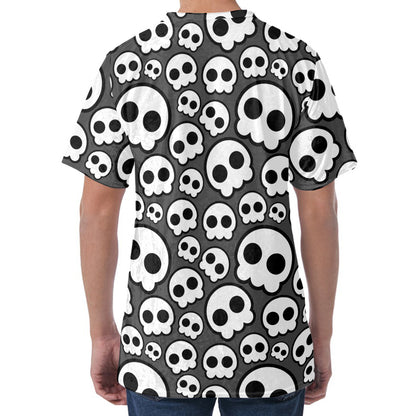Emo Skull Pattern Print Men's Velvet T-Shirt