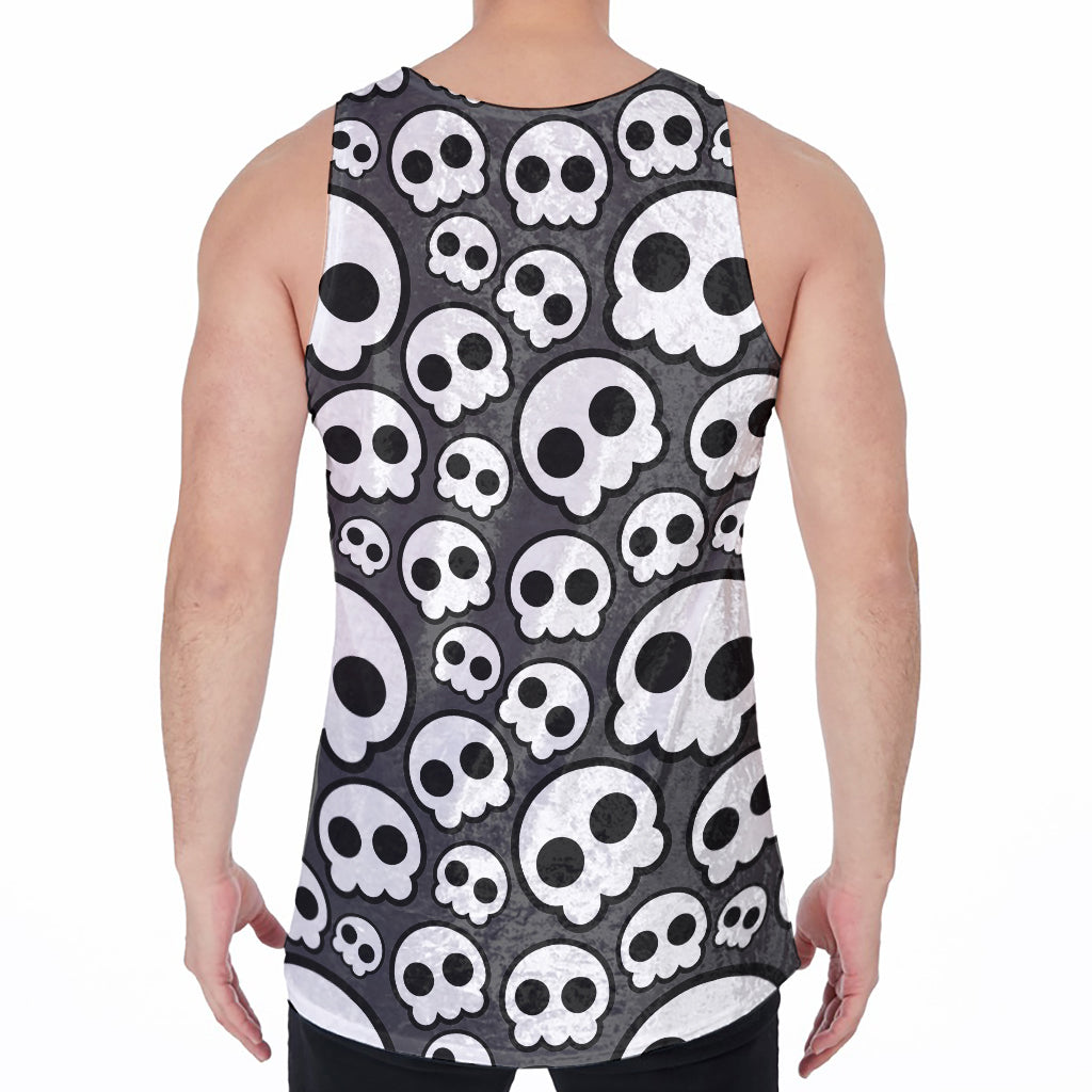 Emo Skull Pattern Print Men's Velvet Tank Top