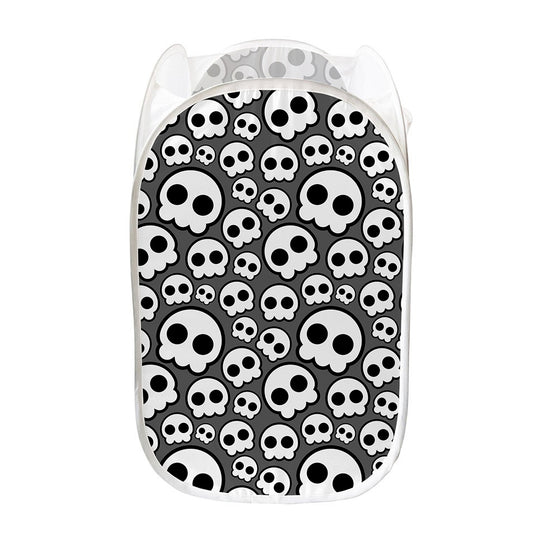 Emo Skull Pattern Print Mesh Laundry Hamper