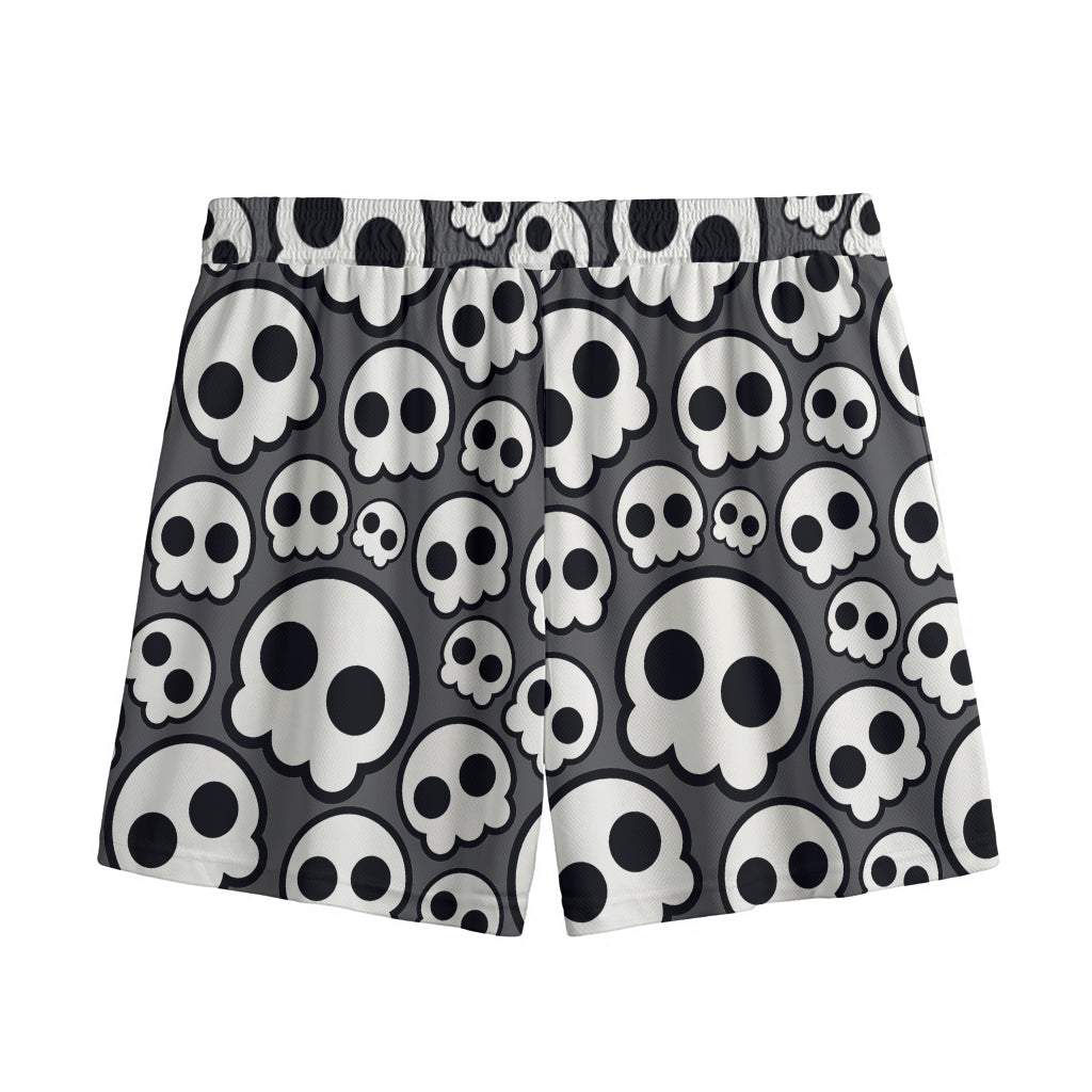 Emo Skull Pattern Print Mesh Shorts