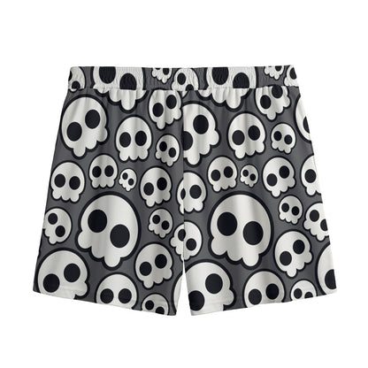 Emo Skull Pattern Print Mesh Shorts