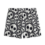 Emo Skull Pattern Print Mesh Shorts