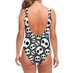 Emo Skull Pattern Print One Piece Swimsuit
