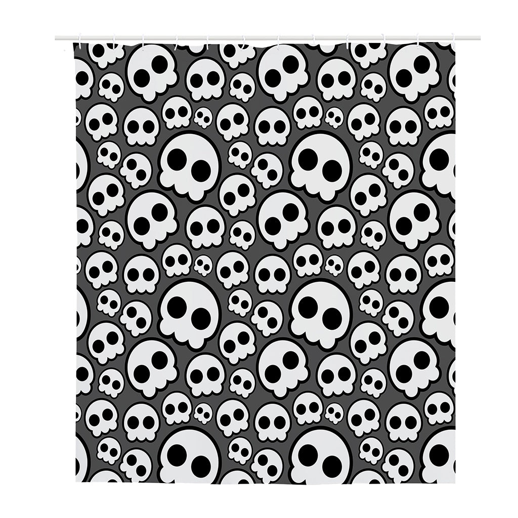 Emo Skull Pattern Print Polyester Shower Curtain