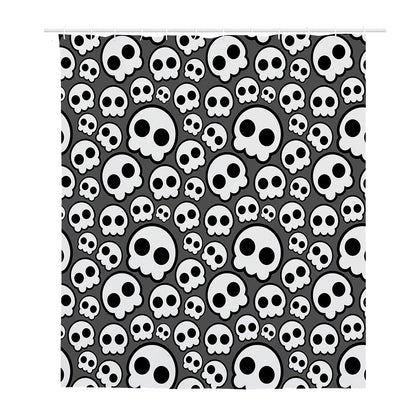 Emo Skull Pattern Print Polyester Shower Curtain