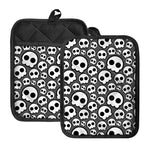 Emo Skull Pattern Print Pot Holders With Pocket