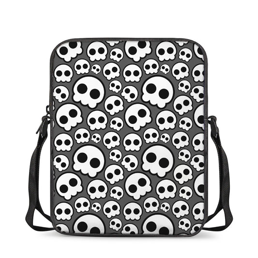 Emo Skull Pattern Print Rectangular Crossbody Bag