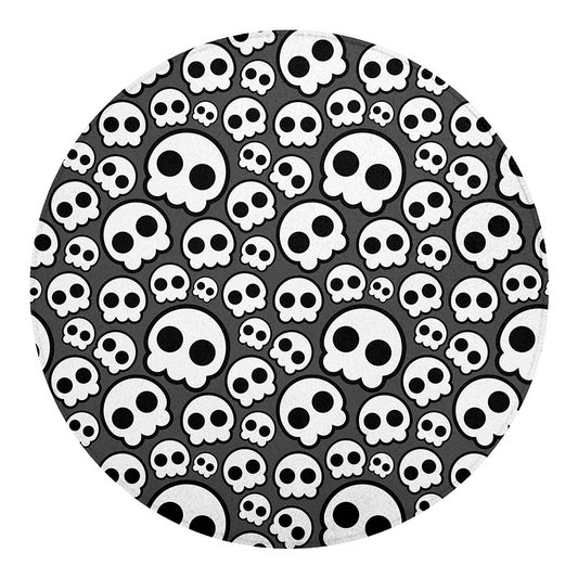 Emo Skull Pattern Print Round Blanket