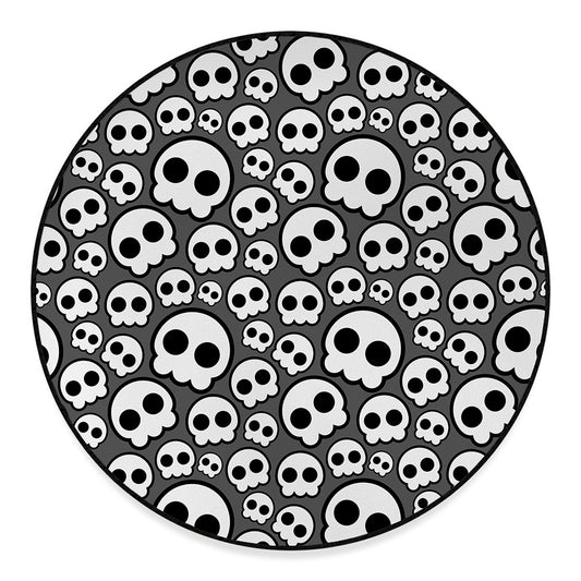 Emo Skull Pattern Print Round Floor Mat