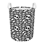 Emo Skull Pattern Print Round Laundry Basket