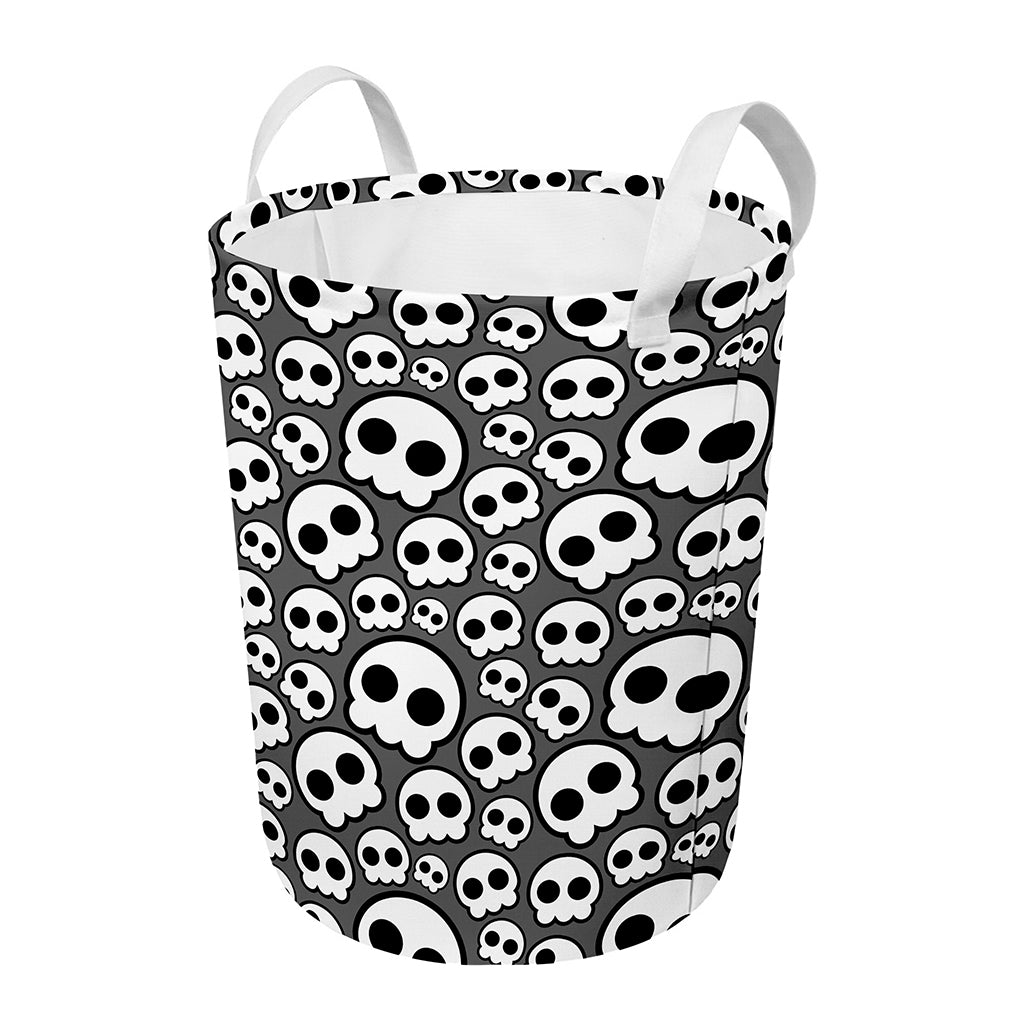 Emo Skull Pattern Print Round Laundry Basket