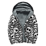 Emo Skull Pattern Print Sherpa Lined Zip Up Hoodie