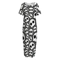 Emo Skull Pattern Print Short Sleeve Long Nightdress