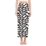 Emo Skull Pattern Print Side Slit Maxi Skirt