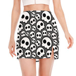 Emo Skull Pattern Print Side Slit Mini Skirt