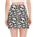 Emo Skull Pattern Print Side Slit Mini Skirt