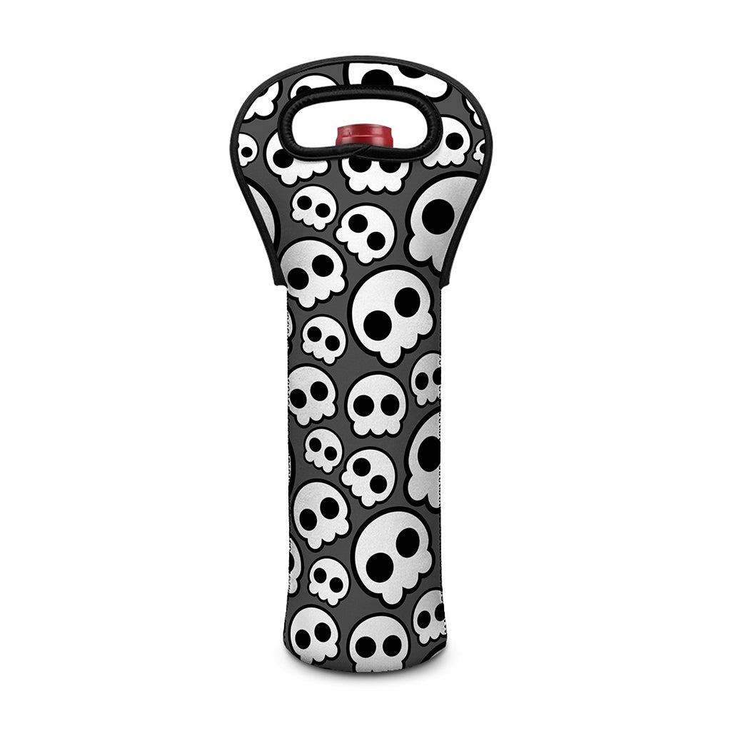 Emo Skull Pattern Print Single Neoprene Wine Tote