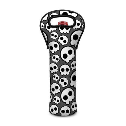 Emo Skull Pattern Print Single Neoprene Wine Tote