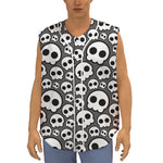 Emo Skull Pattern Print Sleeveless Baseball Jersey