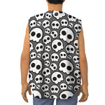 Emo Skull Pattern Print Sleeveless Baseball Jersey