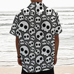 Emo Skull Pattern Print Textured Short Sleeve Shirt