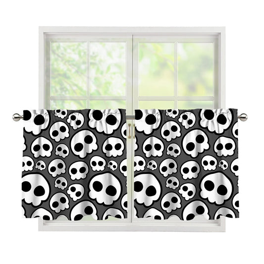 Emo Skull Pattern Print Tier Curtains