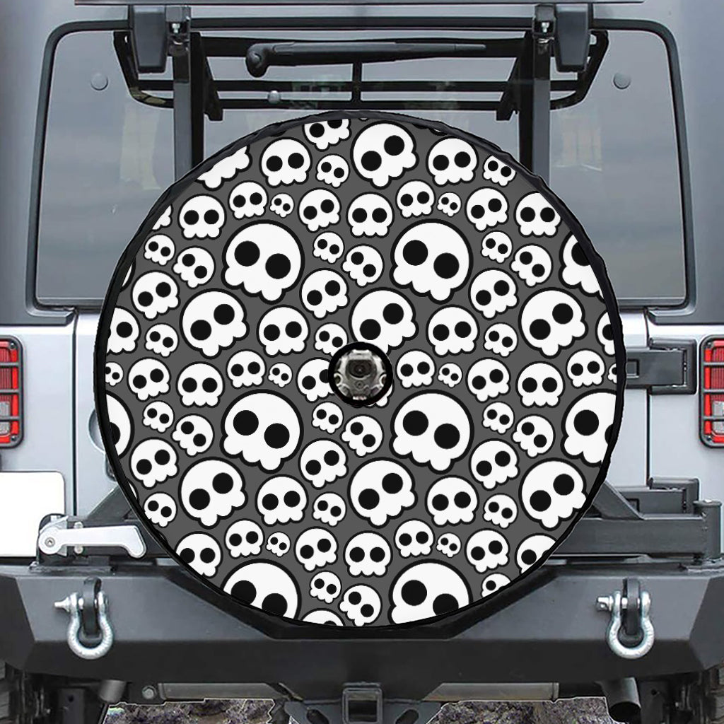 Emo Skull Pattern Print Tire Cover With Camera Hole