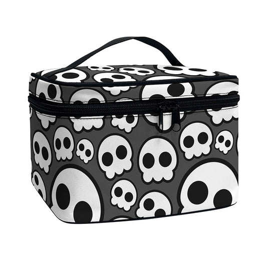 Emo Skull Pattern Print Travel Makeup Bag