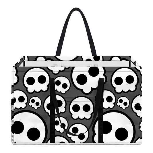 Emo Skull Pattern Print Utility Tote Bag