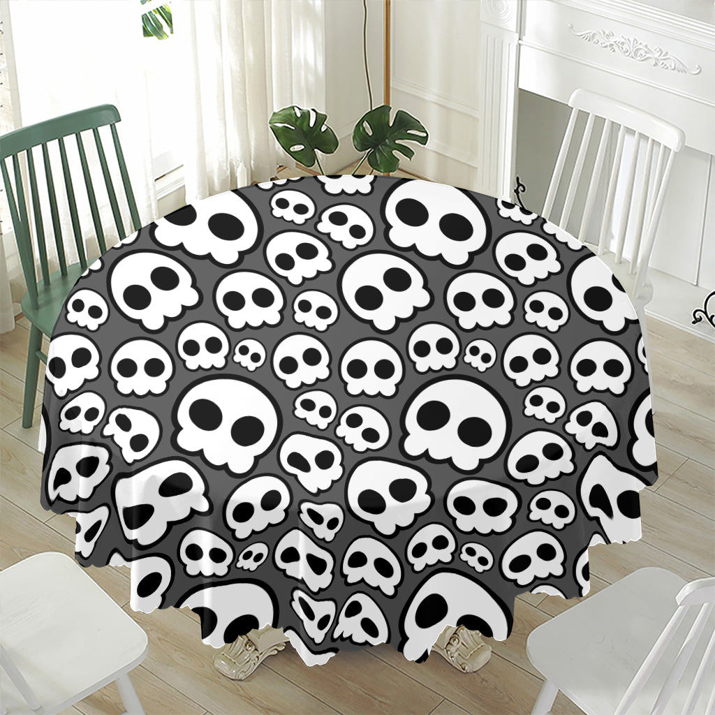 Emo Skull Pattern Print Waterproof Round Tablecloth