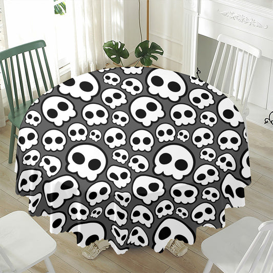 Emo Skull Pattern Print Waterproof Round Tablecloth