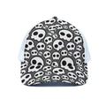 Emo Skull Pattern Print White Mesh Trucker Hat