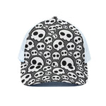 Emo Skull Pattern Print White Mesh Trucker Cap
