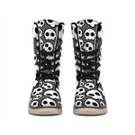 Emo Skull Pattern Print Winter Boots