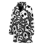 Emo Skull Pattern Print Women's Bathrobe