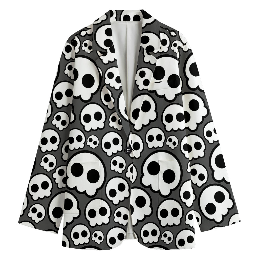 Emo Skull Pattern Print Women's Blazer