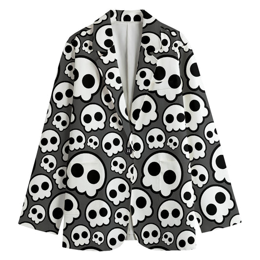 Emo Skull Pattern Print Women's Blazer