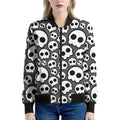 Emo Skull Pattern Print Women's Bomber Jacket