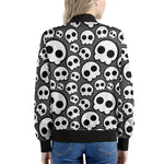 Emo Skull Pattern Print Women's Bomber Jacket