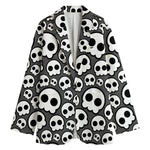 Emo Skull Pattern Print Women's Cotton Blazer