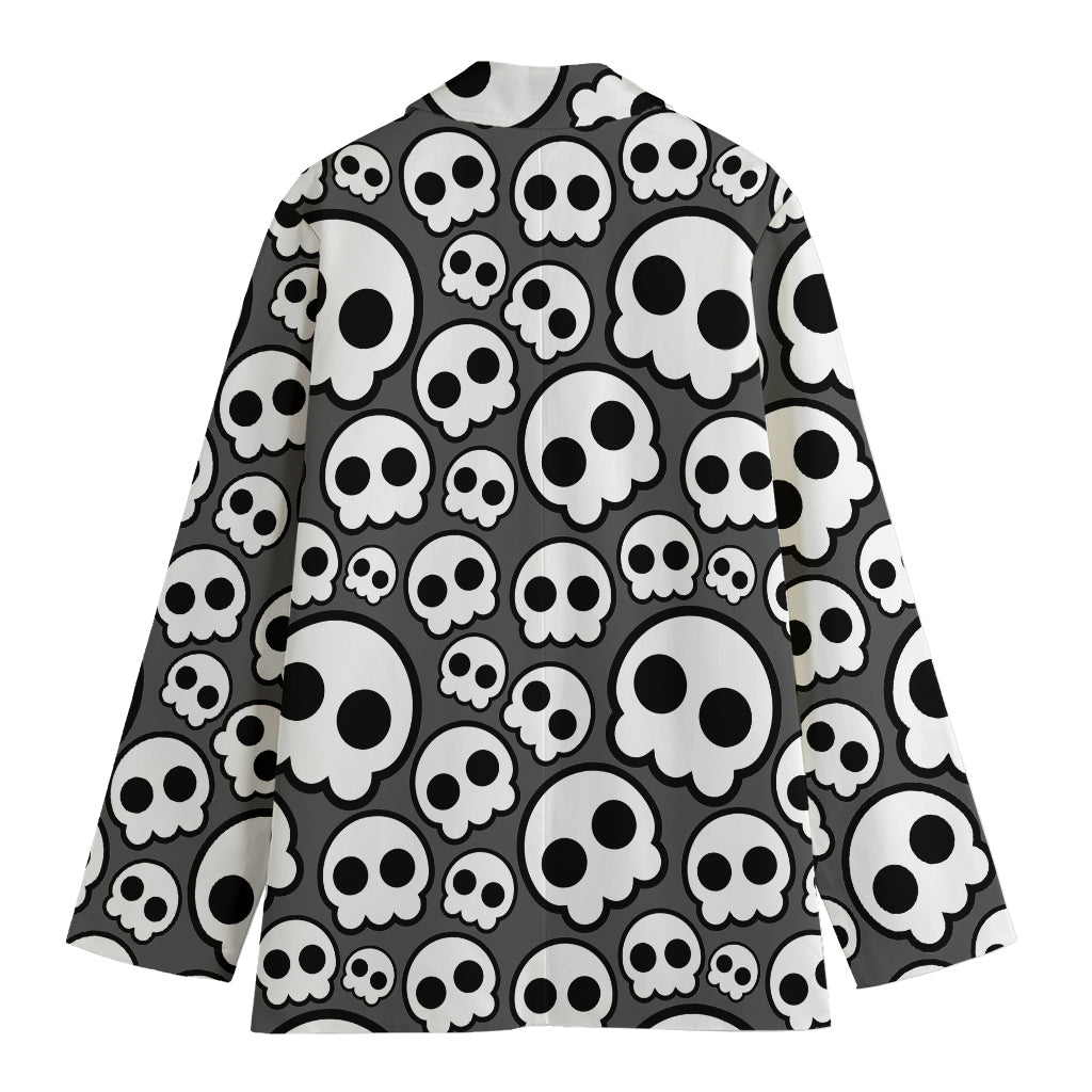 Emo Skull Pattern Print Women's Cotton Blazer