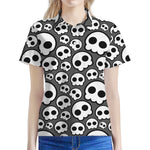 Emo Skull Pattern Print Women's Polo Shirt