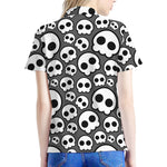 Emo Skull Pattern Print Women's Polo Shirt