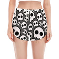 Emo Skull Pattern Print Women's Split Running Shorts