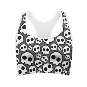 Emo Skull Pattern Print Women's Sports Bra