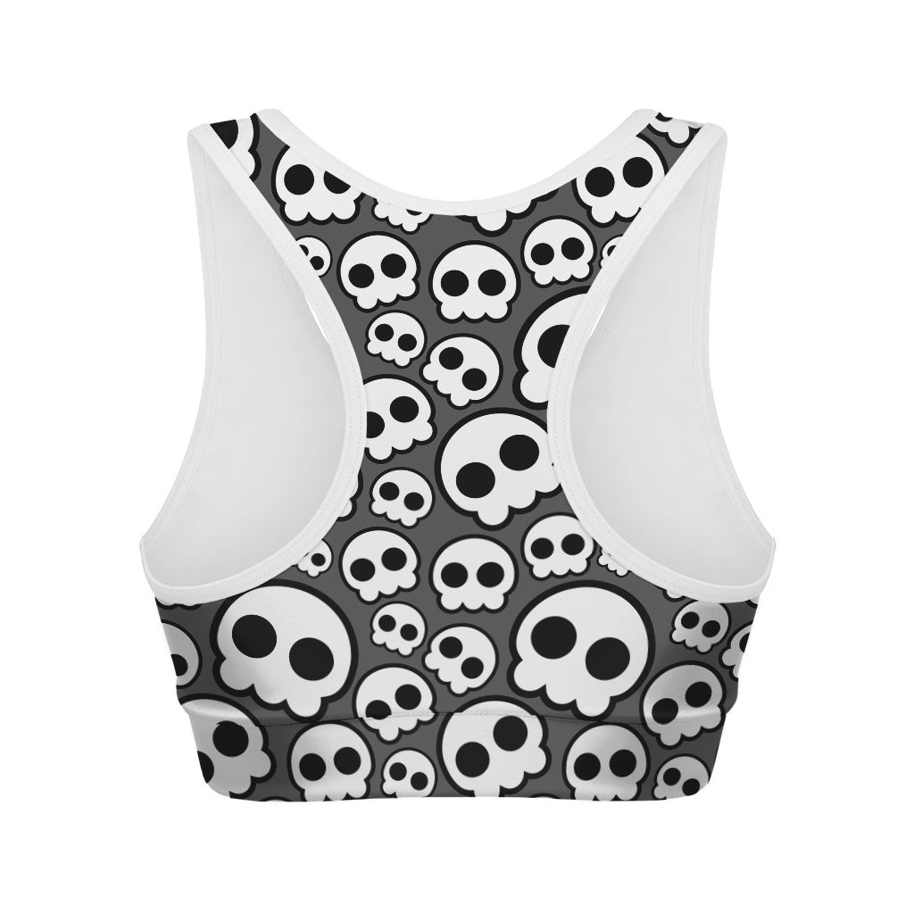 Emo Skull Pattern Print Women's Sports Bra