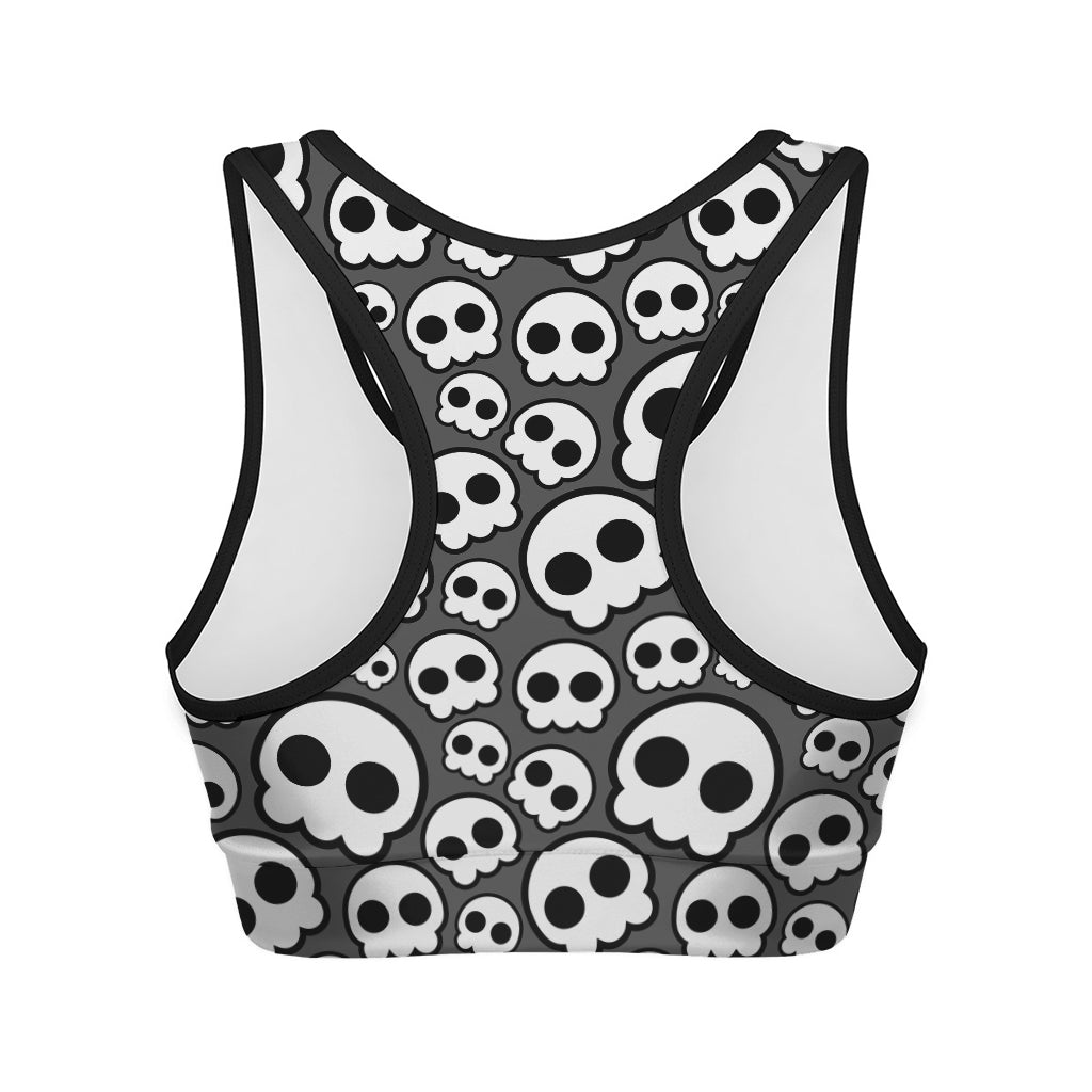 Emo Skull Pattern Print Women's Sports Bra